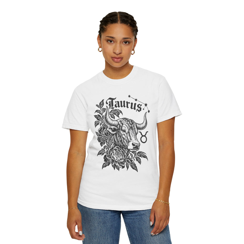 Taurus Zodiac T-Shirt — Floral Bull Astrology Tee