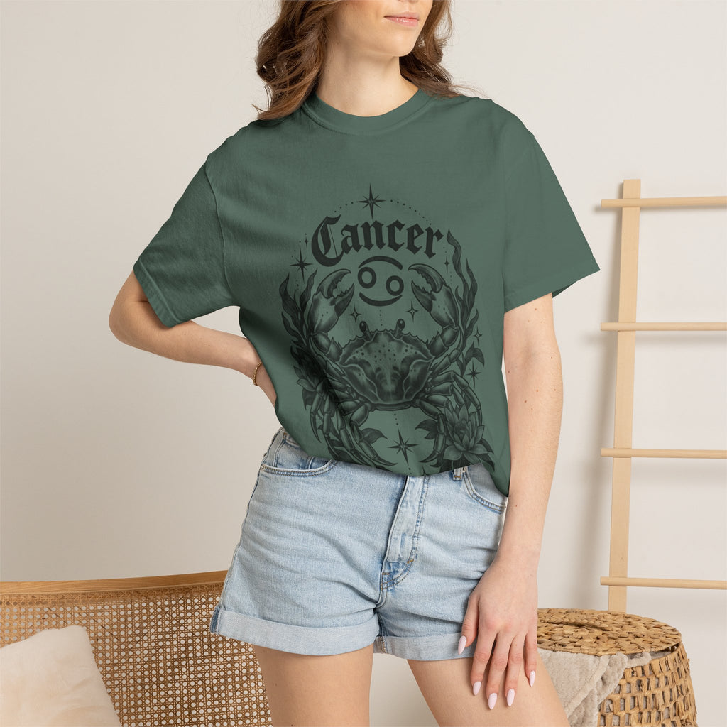 Cancer Zodiac T-Shirt — Floral Crab Astrology Tee