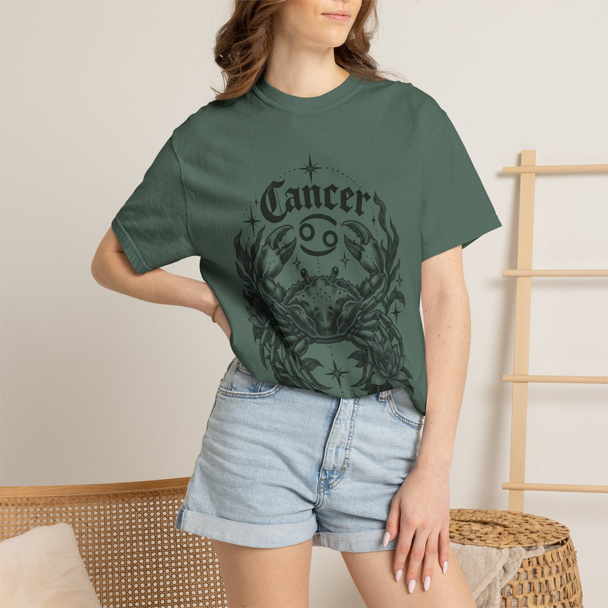 Cancer Zodiac T-Shirt — Floral Crab Astrology Tee