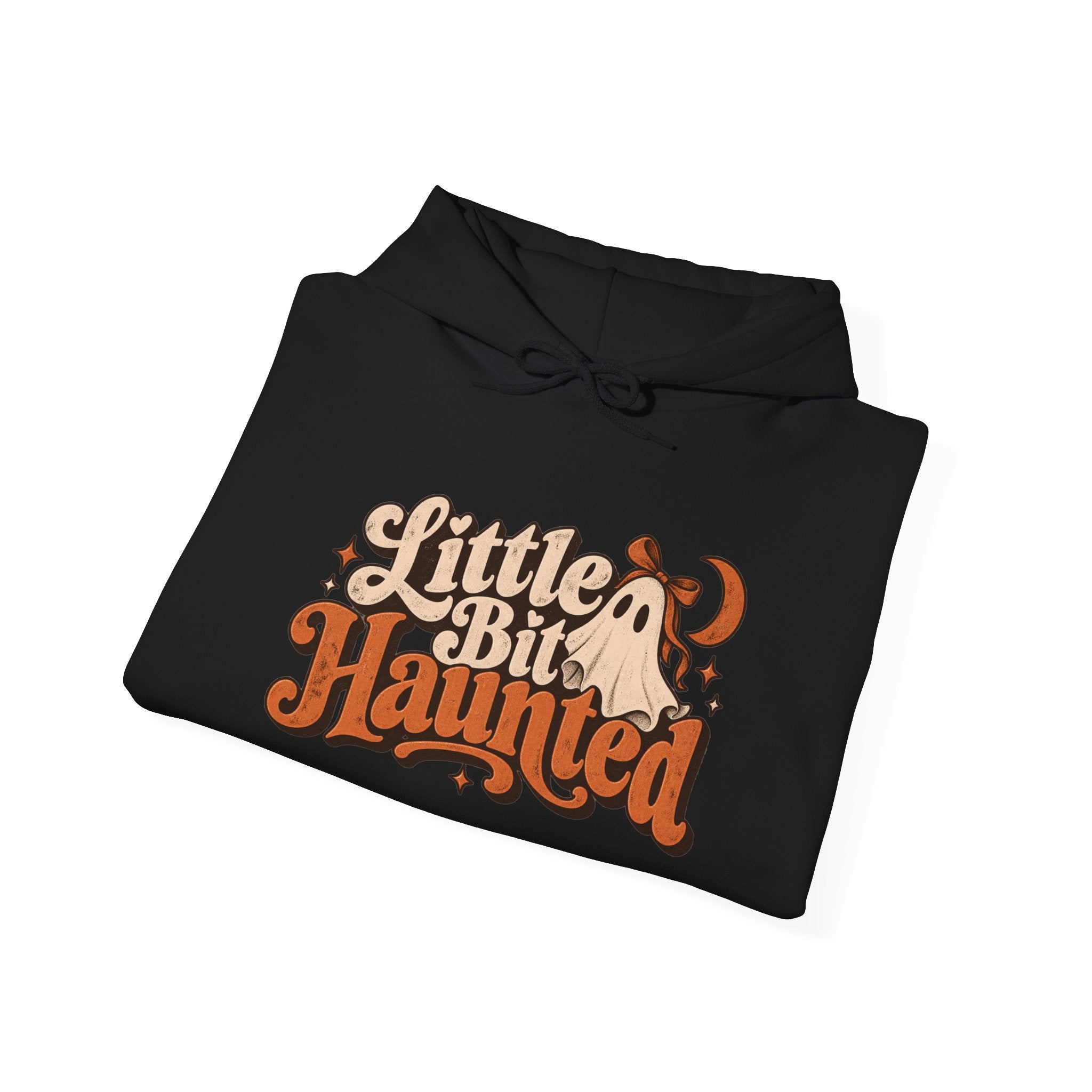 Little Bit Haunted Hoodie — Retro Halloween Ghost Pullover
