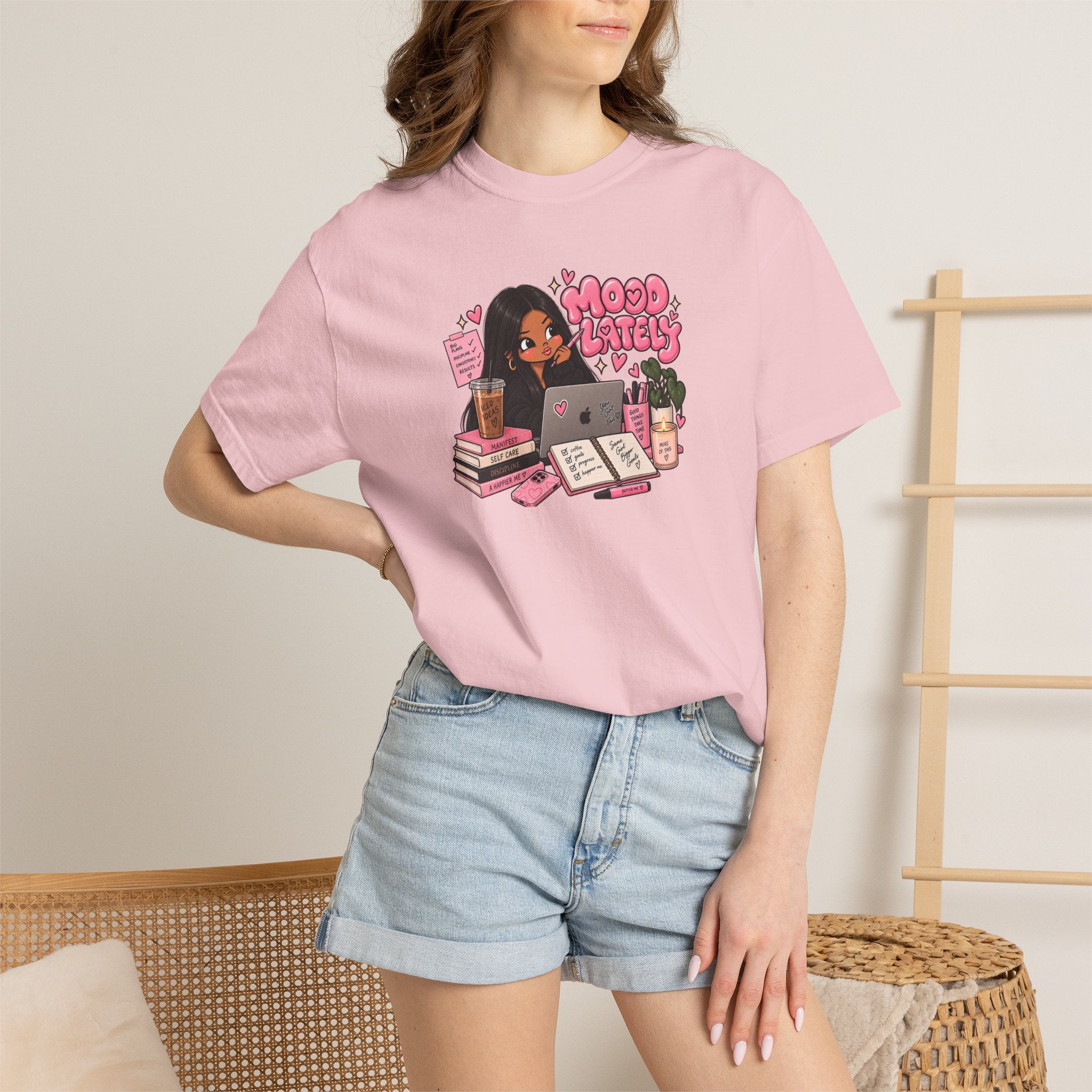 Mood Lately T-Shirt — Cute Study Girl Graphic Tee
