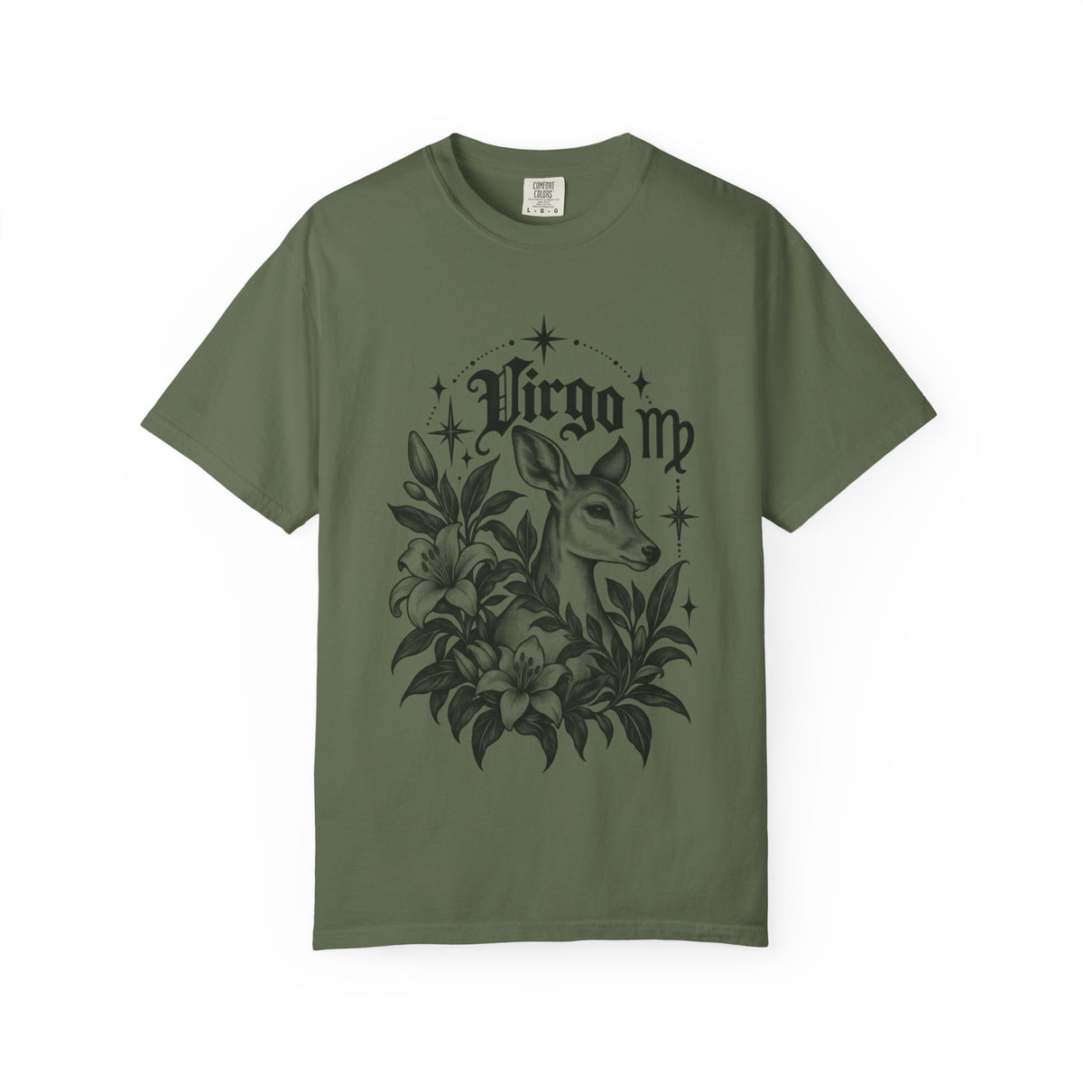 Virgo Floral Deer Zodiac Tee — Astrology Graphic T-Shirt