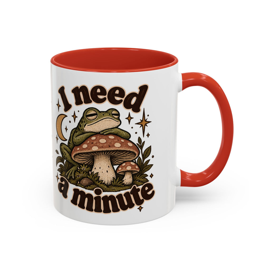 I Need a Minute Mug — Cozy Frog & Mushroom Ceramic Coffee Mug