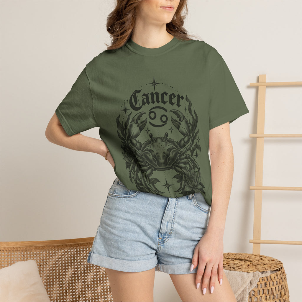 Cancer Zodiac T-Shirt — Floral Crab Astrology Tee