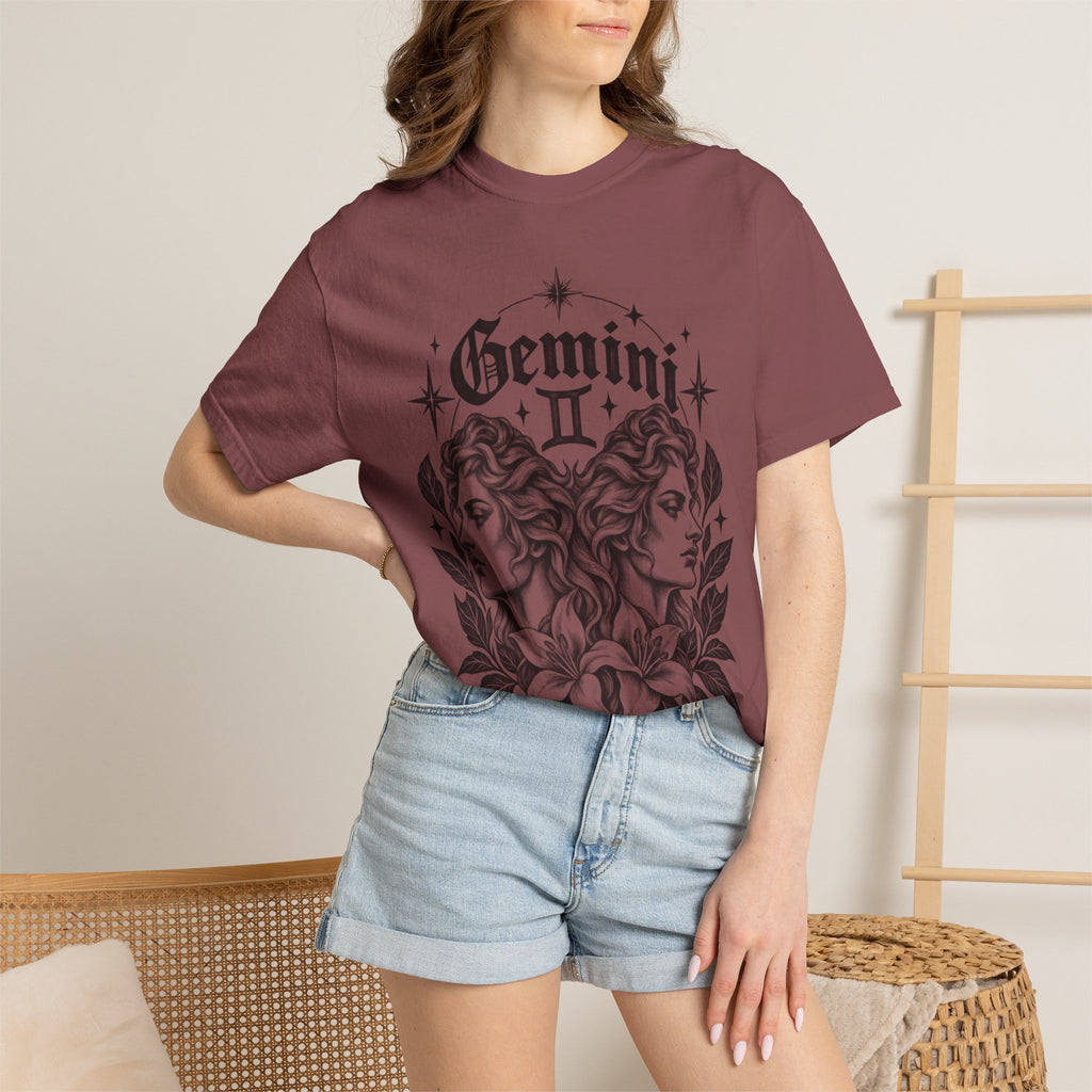Gemini Zodiac Tee — Twin Faces Astrology T-Shirt