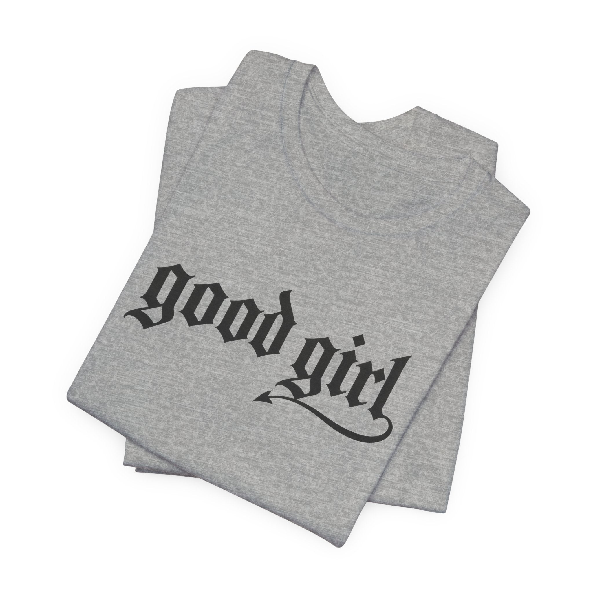Good Girl Graphic Tee — Vintage Script White T-Shirt