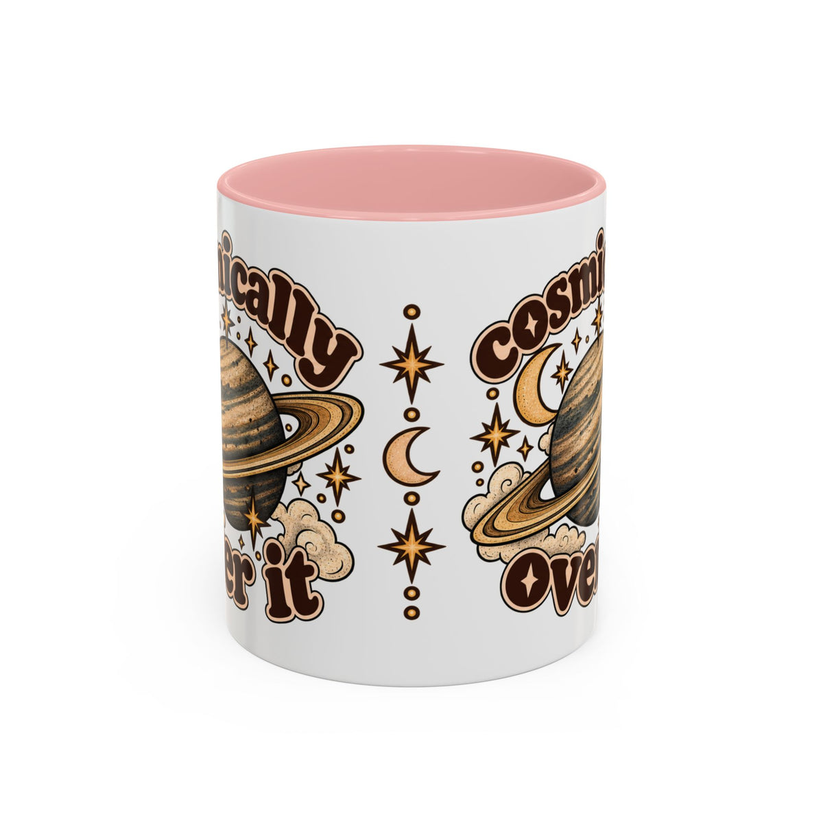 Cosmically Over It Mug — Retro Planet Celestial Ceramic Coffee Mug