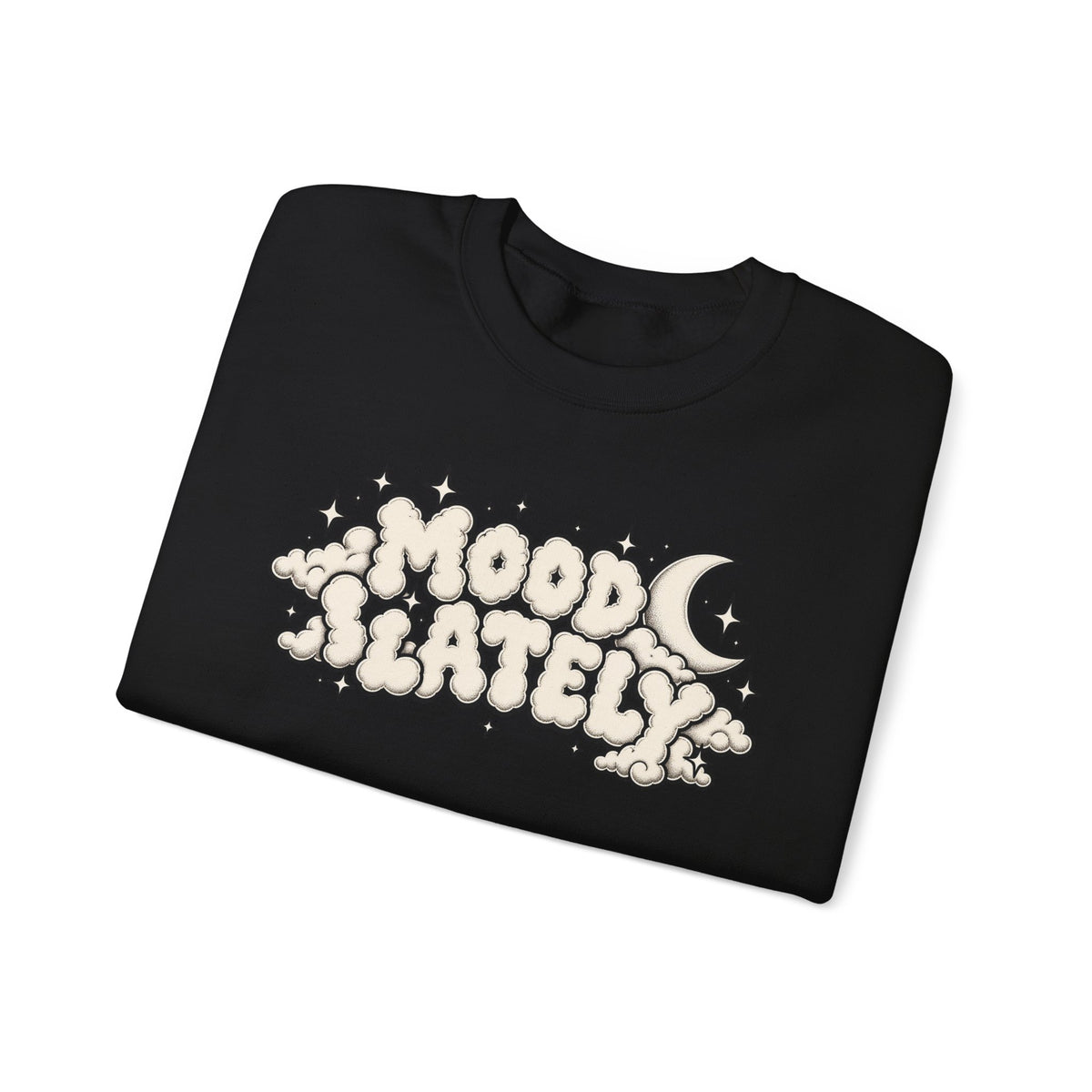Mood Lately Crewneck Sweatshirt — Retro Cloud Lettering Graphic Pullover