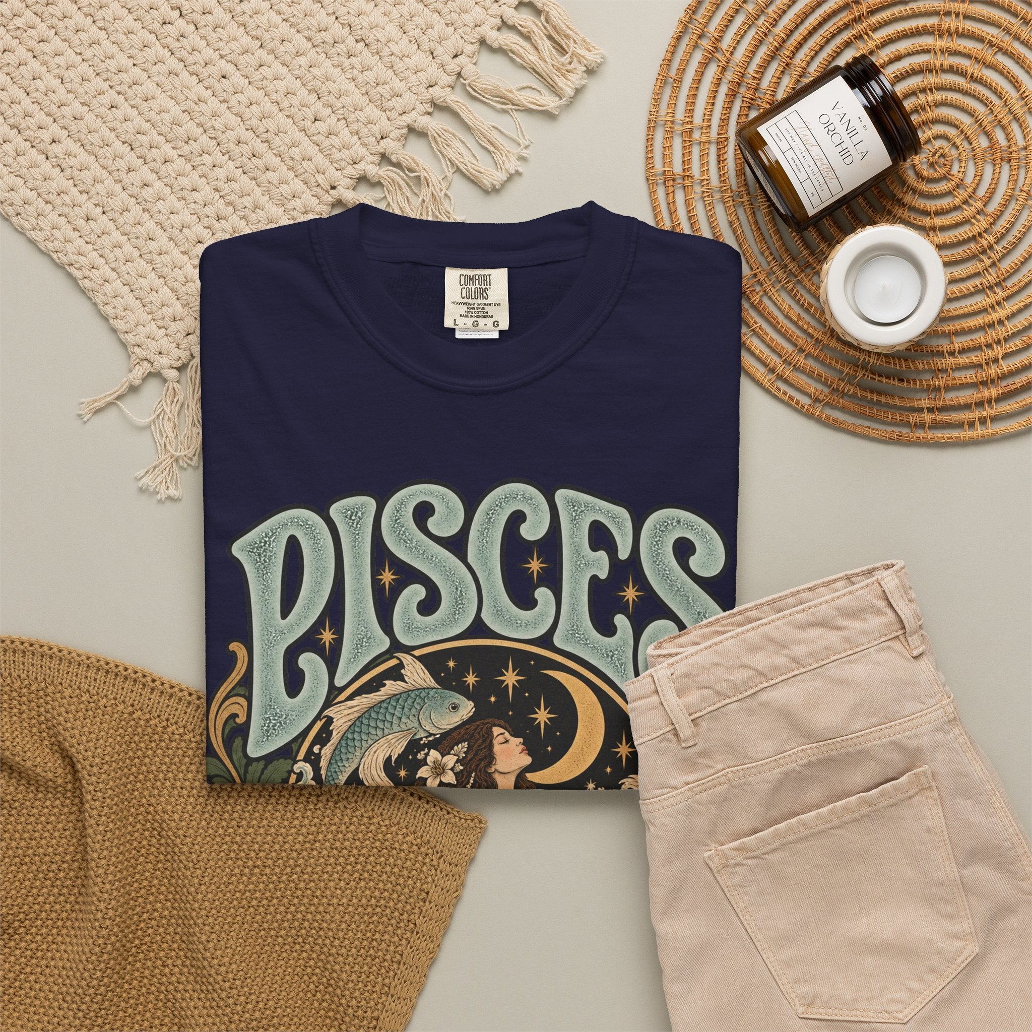Pisces Zodiac T-Shirt — Retro Astrological Artwork