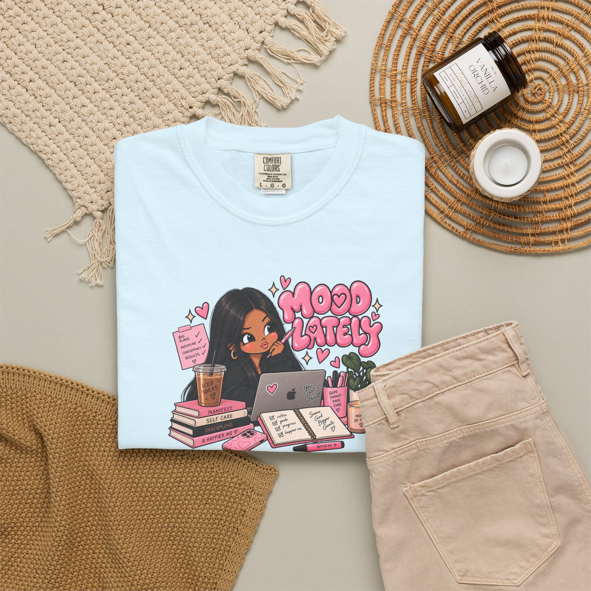 Mood Lately T-Shirt — Cute Study Girl Graphic Tee