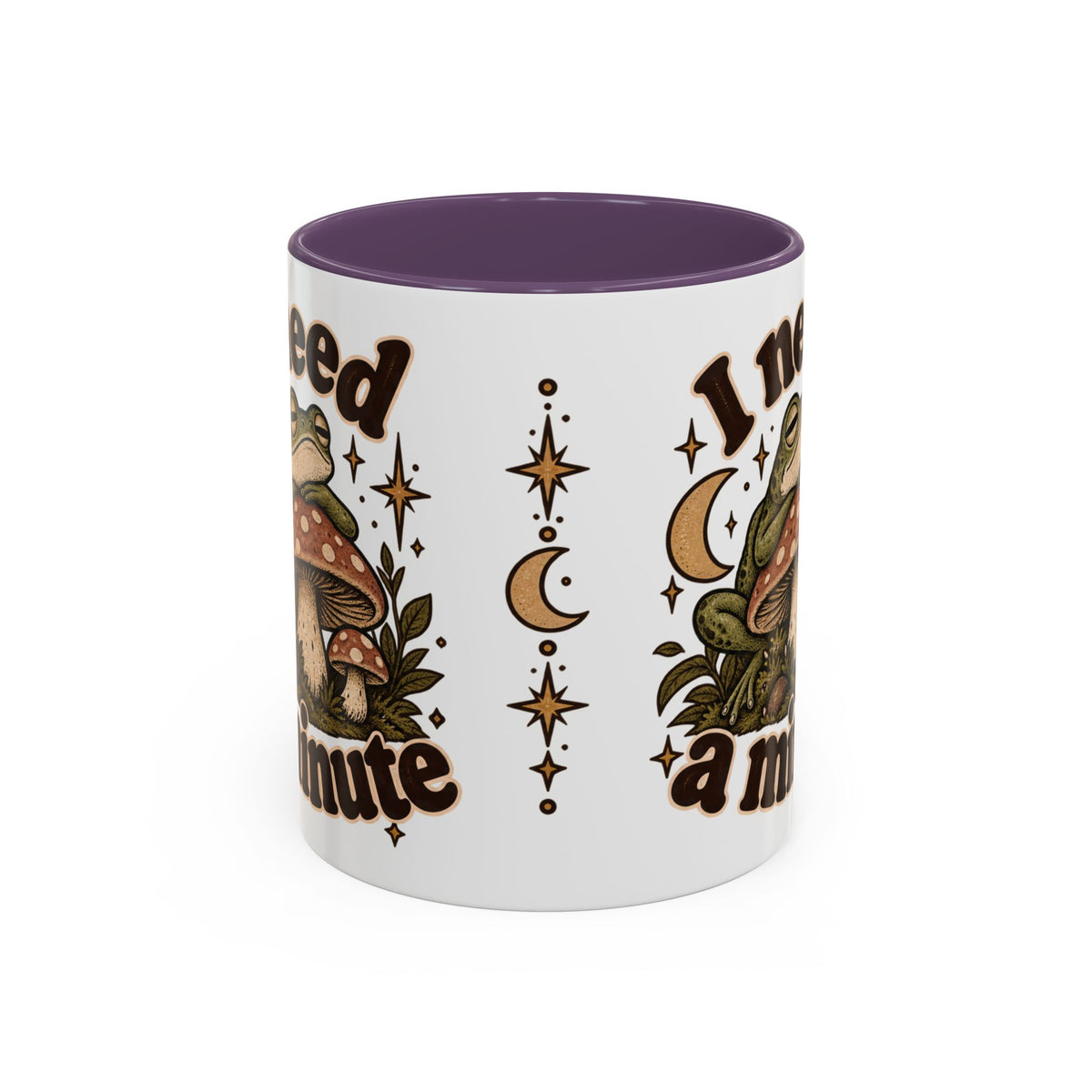 I Need a Minute Mug — Cozy Frog & Mushroom Ceramic Coffee Mug