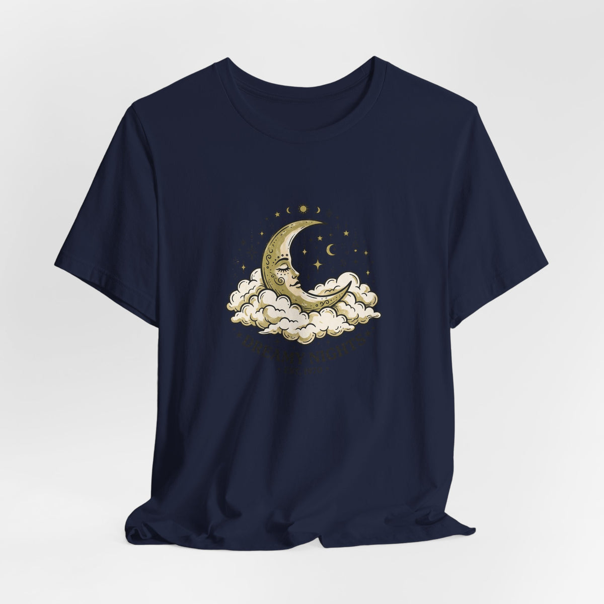 Dreamy Nights Moon Tee — Vintage Crescent Moon & Clouds Shirt