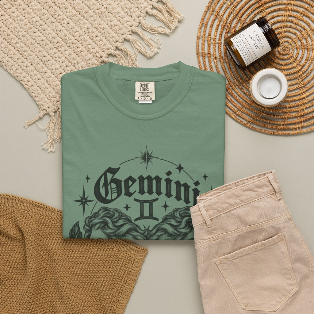 Gemini Zodiac Tee — Twin Faces Astrology T-Shirt