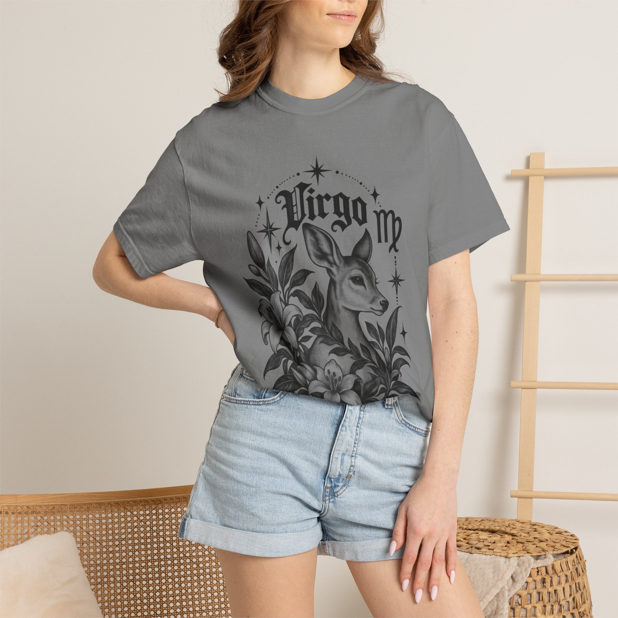 Virgo Zodiac T-Shirt — 'Virgo ' Floral Deer Astrology Tee