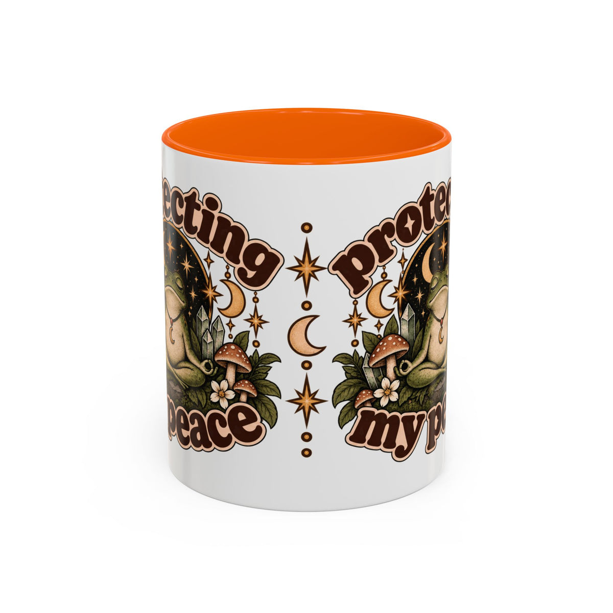 Protecting My Peace Mug — Frog & Mushroom Ceramic Coffee Mug