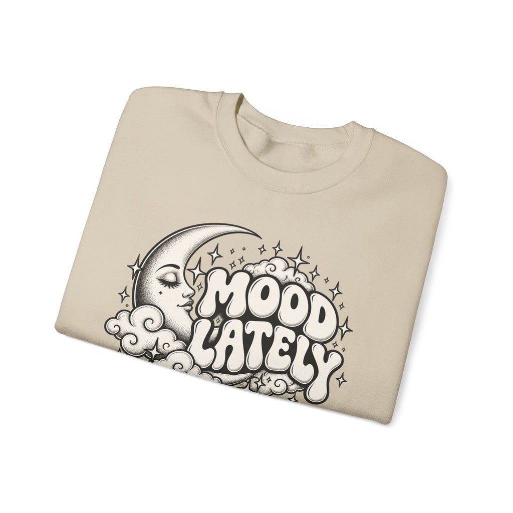 Mood Lately Crewneck Sweatshirt — Retro Moon & Cloud Graphic