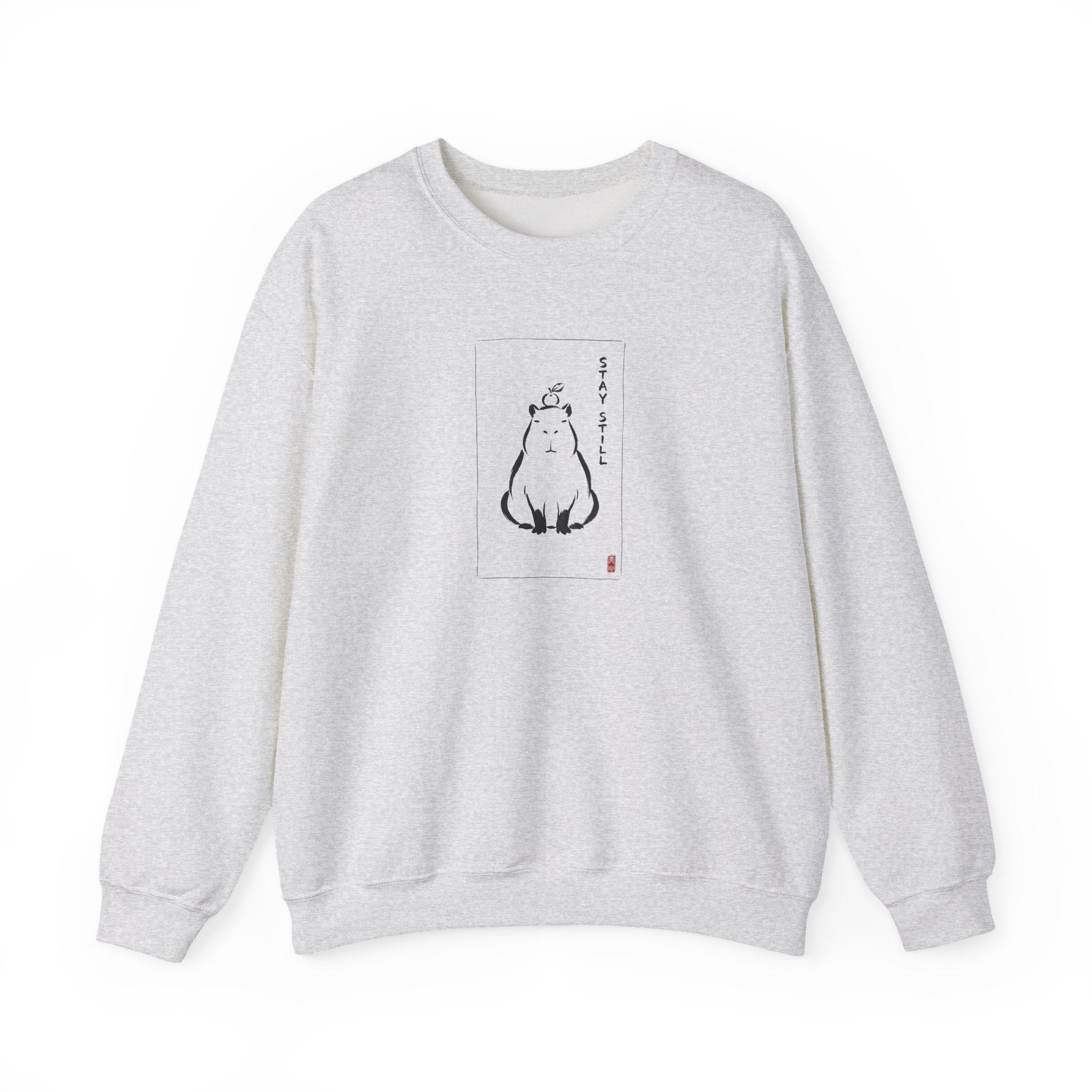 Calm Anime-style Capybara Sweatshirt | Japanese Ink Cat Aesthetic
