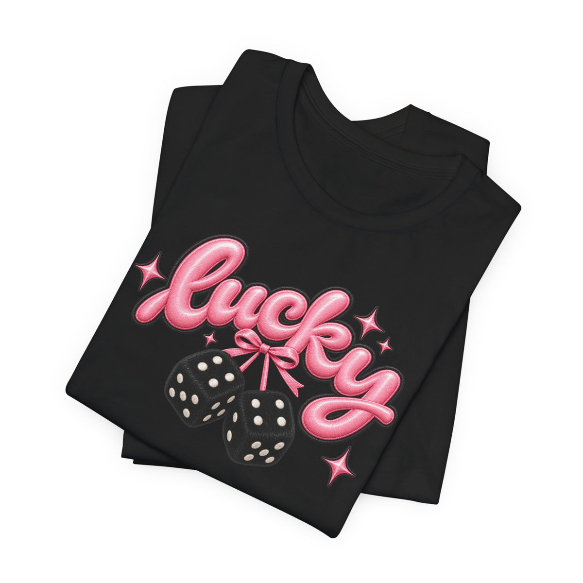 Lucky Dice Tee — Pink Retro "Lucky" Graphic T-Shirt