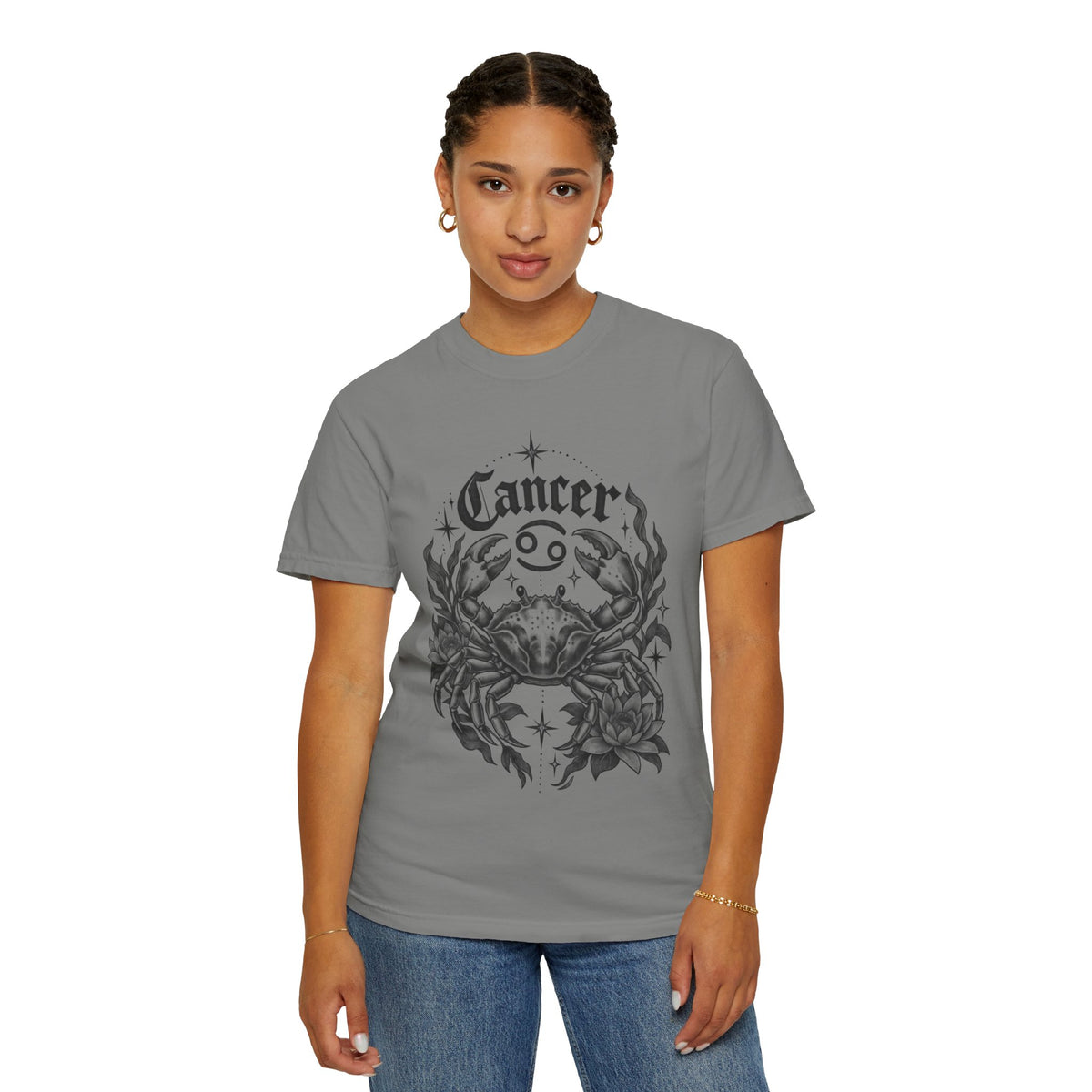 Cancer Zodiac T-Shirt — Floral Crab Astrology Tee