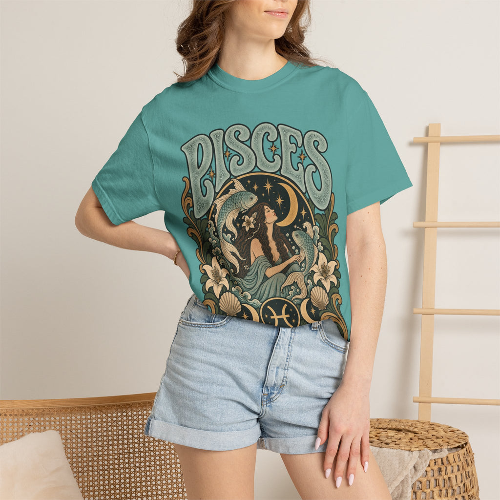 Pisces Zodiac T-Shirt — Retro Astrological Artwork