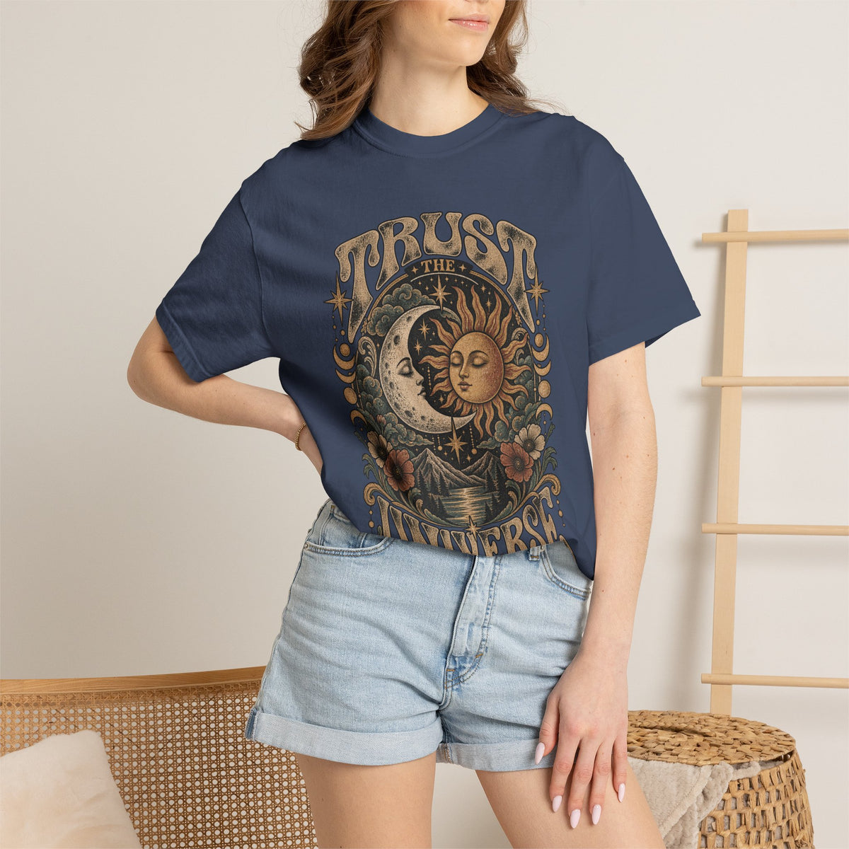 Trust the Universe T-Shirt — Vintage Sun & Moon Graphic