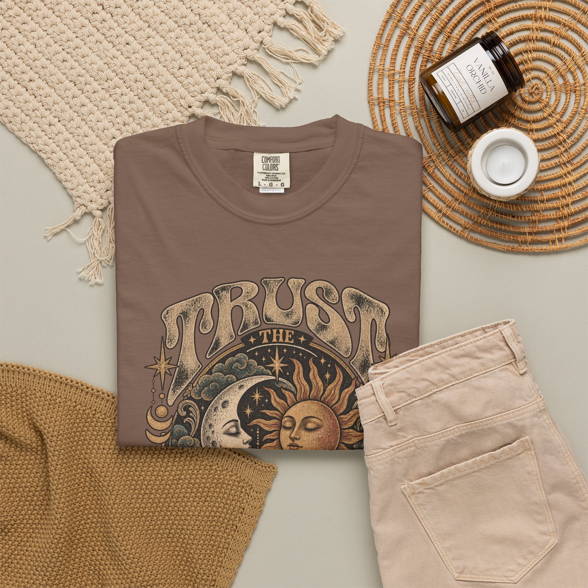 Trust the Universe T-Shirt — Vintage Sun & Moon Graphic