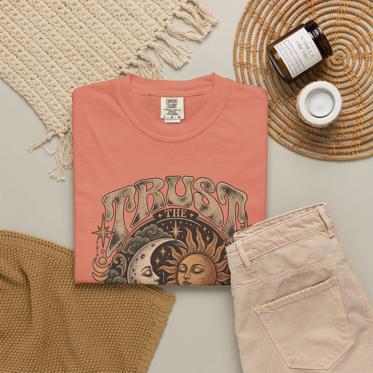 Trust the Universe T-Shirt — Vintage Sun & Moon Graphic