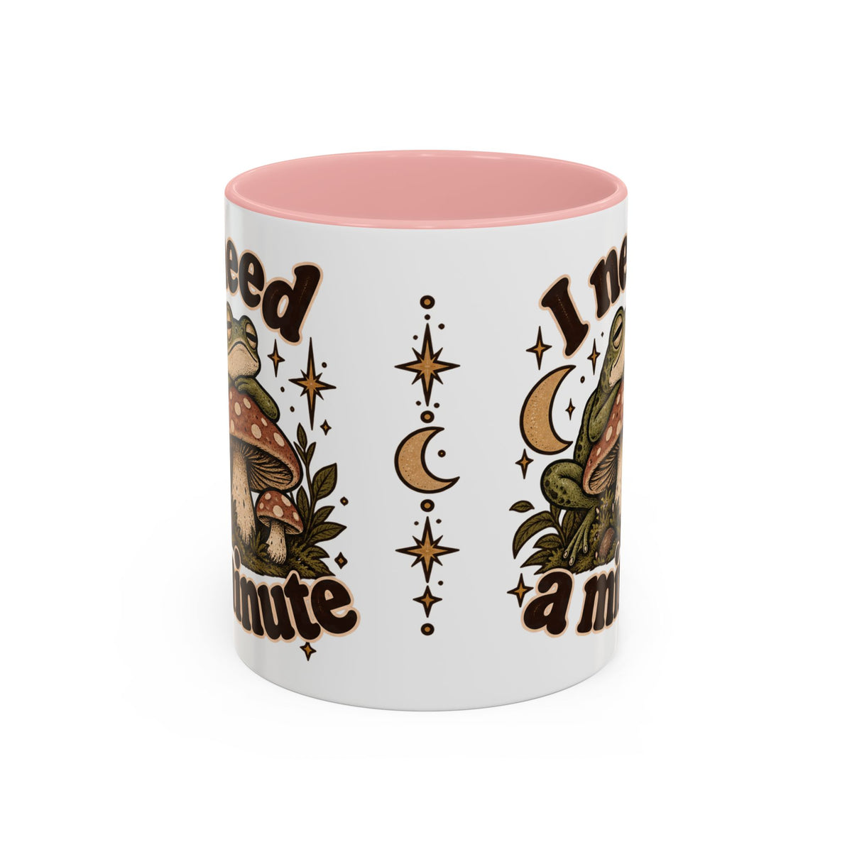 I Need a Minute Mug — Cozy Frog & Mushroom Ceramic Coffee Mug