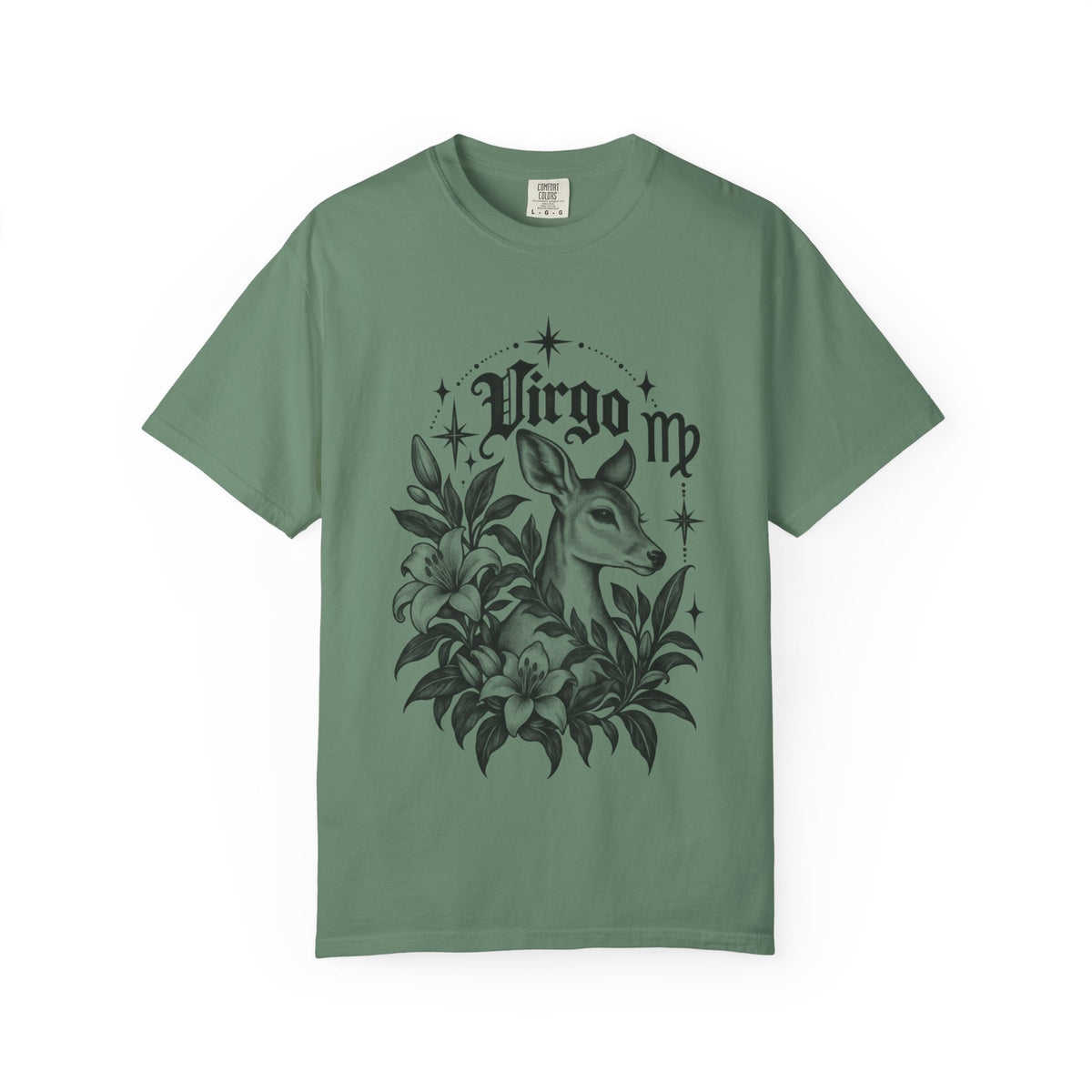Virgo Floral Deer Zodiac Tee — Astrology Graphic T-Shirt