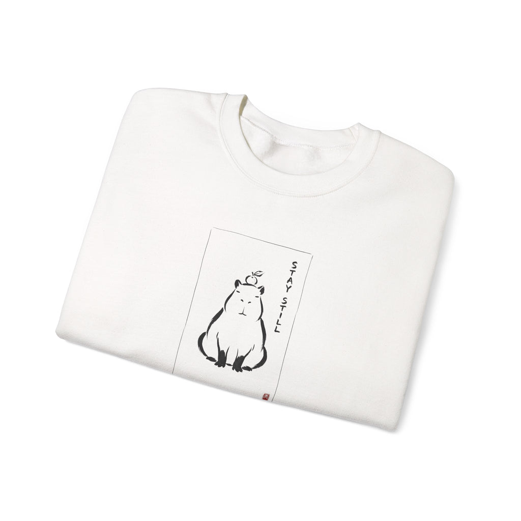 Calm Anime-style Capybara Sweatshirt | Japanese Ink Cat Aesthetic