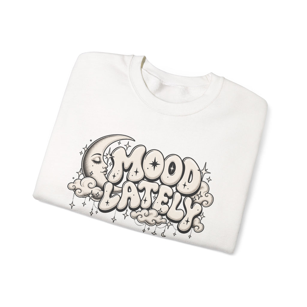Crewneck Sweatshirt — 'Mood Lately' Retro Moon Graphic