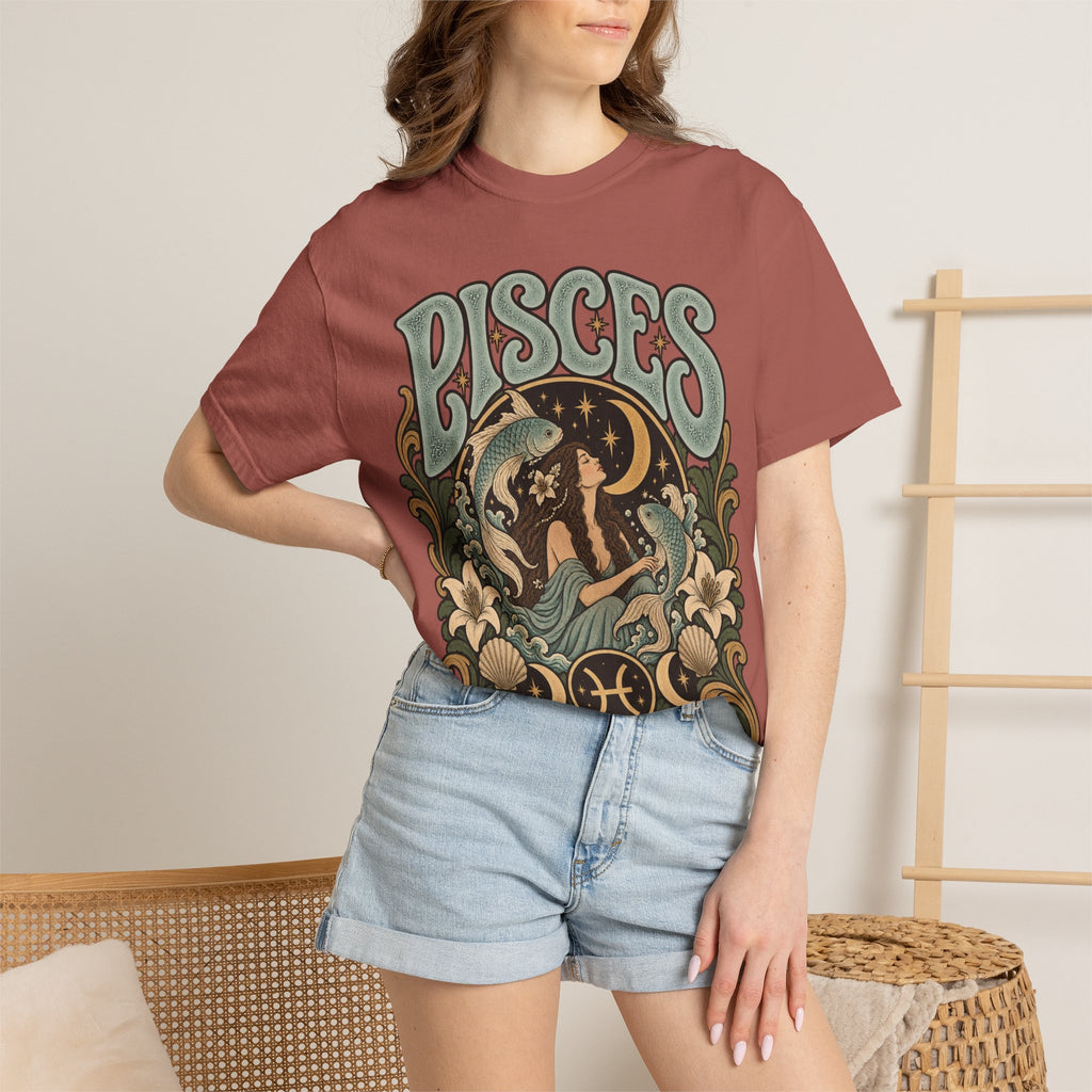 Pisces Zodiac T-Shirt — Retro Astrological Artwork
