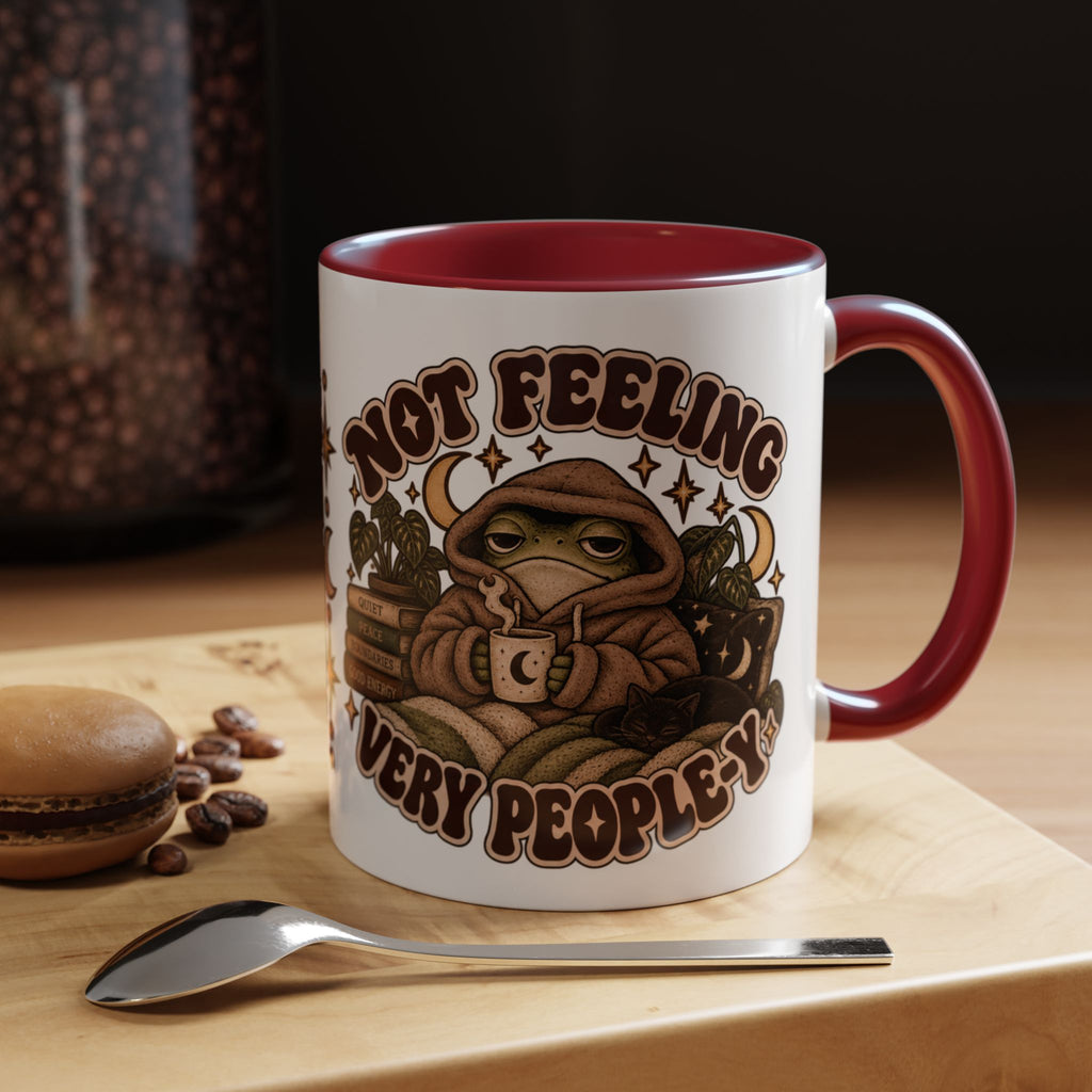 Not Feeling Very Peopley Mug — Cozy Frog Introvert Ceramic Coffee Mug