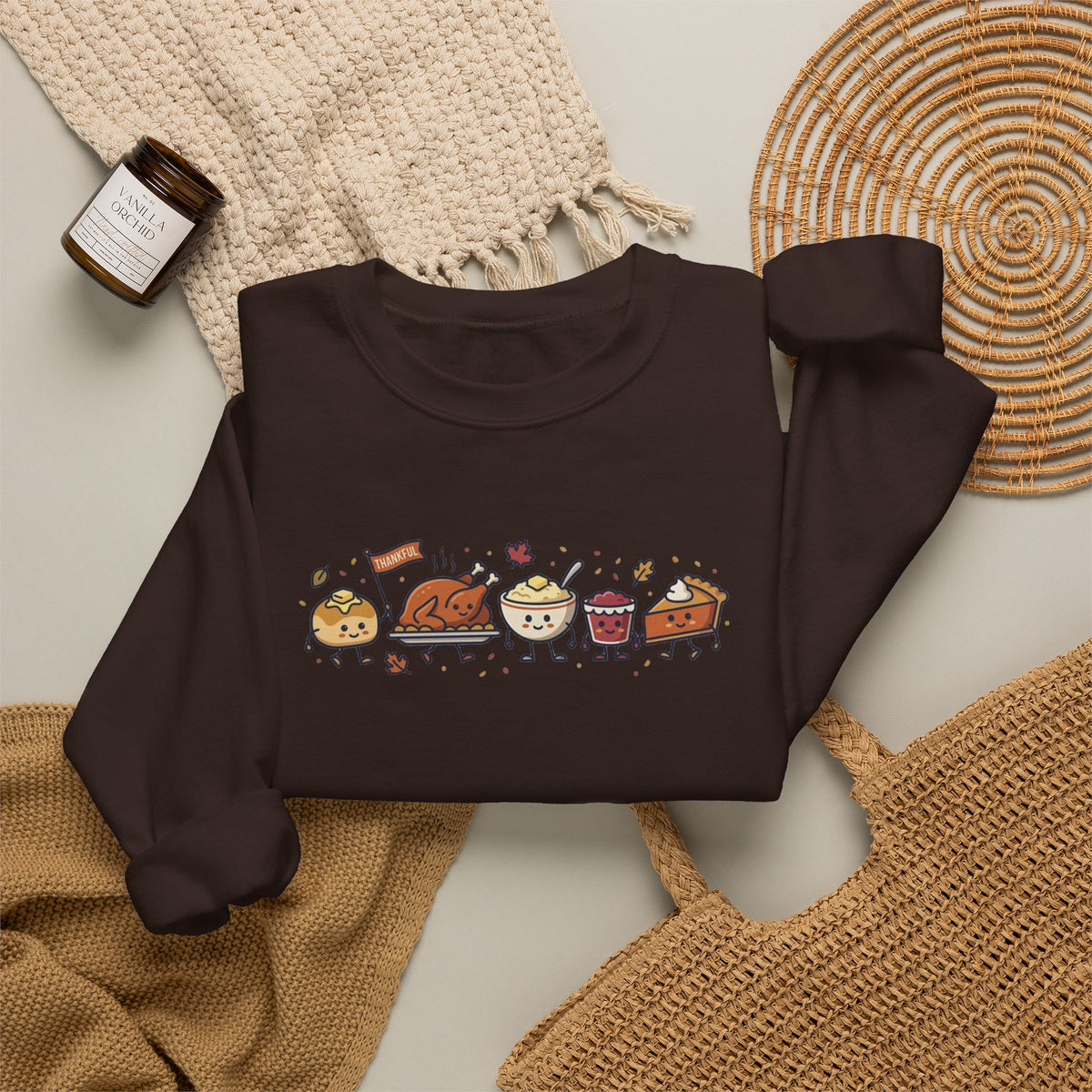 Cute Thanksgiving Food Icons Sweatshirt | Fall Harvest Friendsgiving
