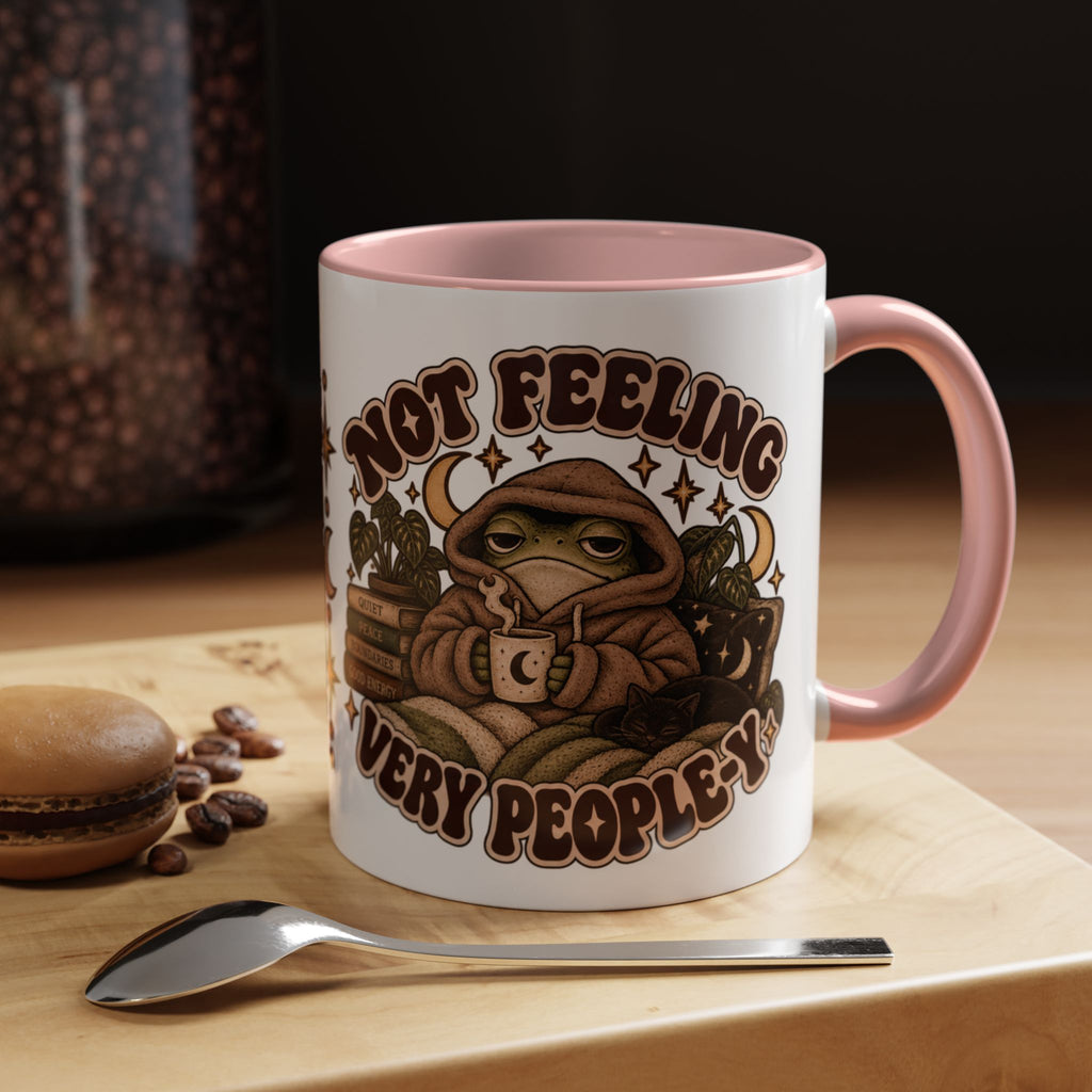 Not Feeling Very Peopley Mug — Cozy Frog Introvert Ceramic Coffee Mug