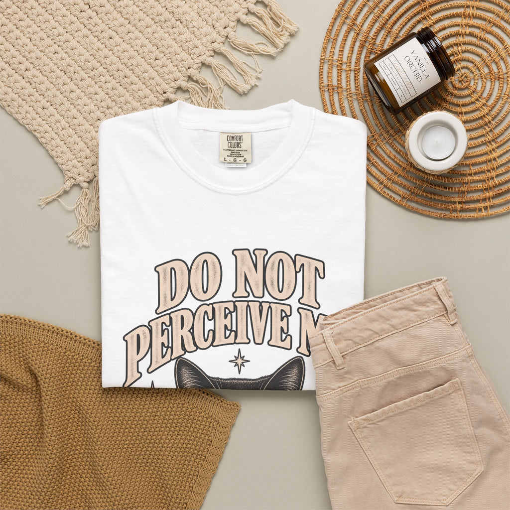 Do Not Perceive Me Tee — Funny Black Cat Introvert T-Shirt