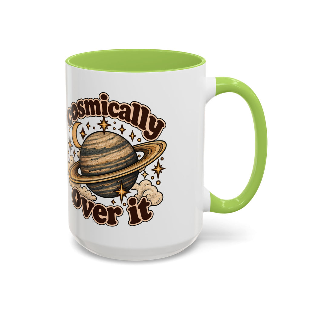Cosmically Over It Mug — Retro Planet Celestial Ceramic Coffee Mug