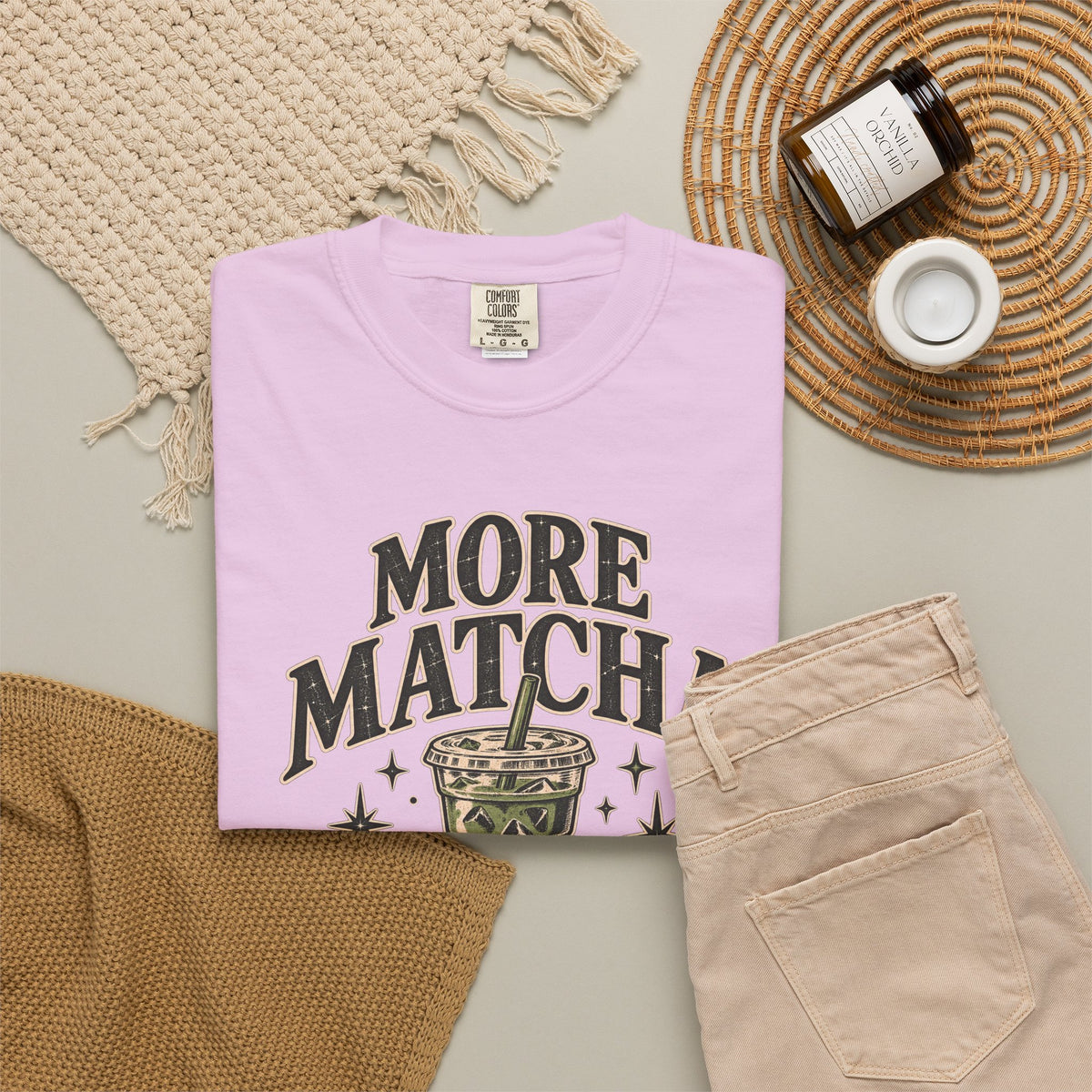 More Matcha Less Drama Tee — Cute Matcha Graphic T-Shirt