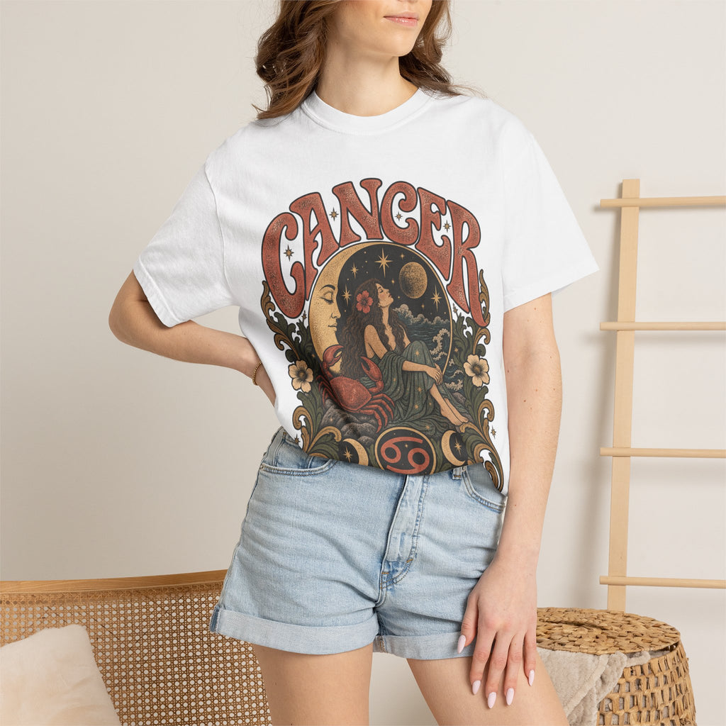 Cancer Zodiac T‑Shirt — Vintage Astrology Tee (Cancer Zodiac Sign)