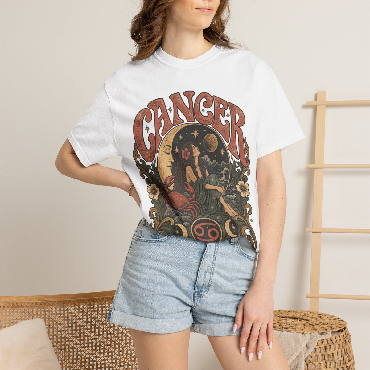 Cancer Zodiac T‑Shirt — Vintage Astrology Tee (Cancer Zodiac Sign)