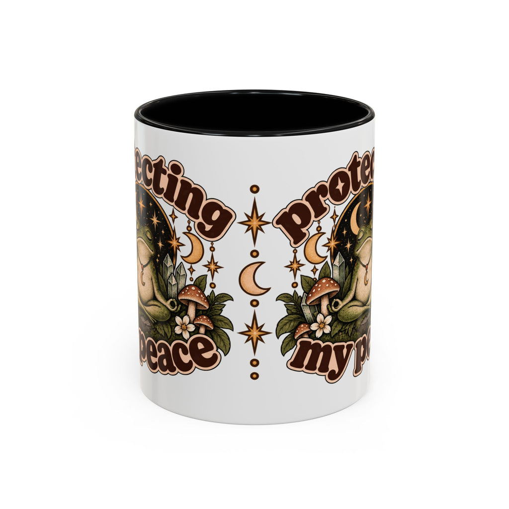 Protecting My Peace Mug — Frog & Mushroom Ceramic Coffee Mug