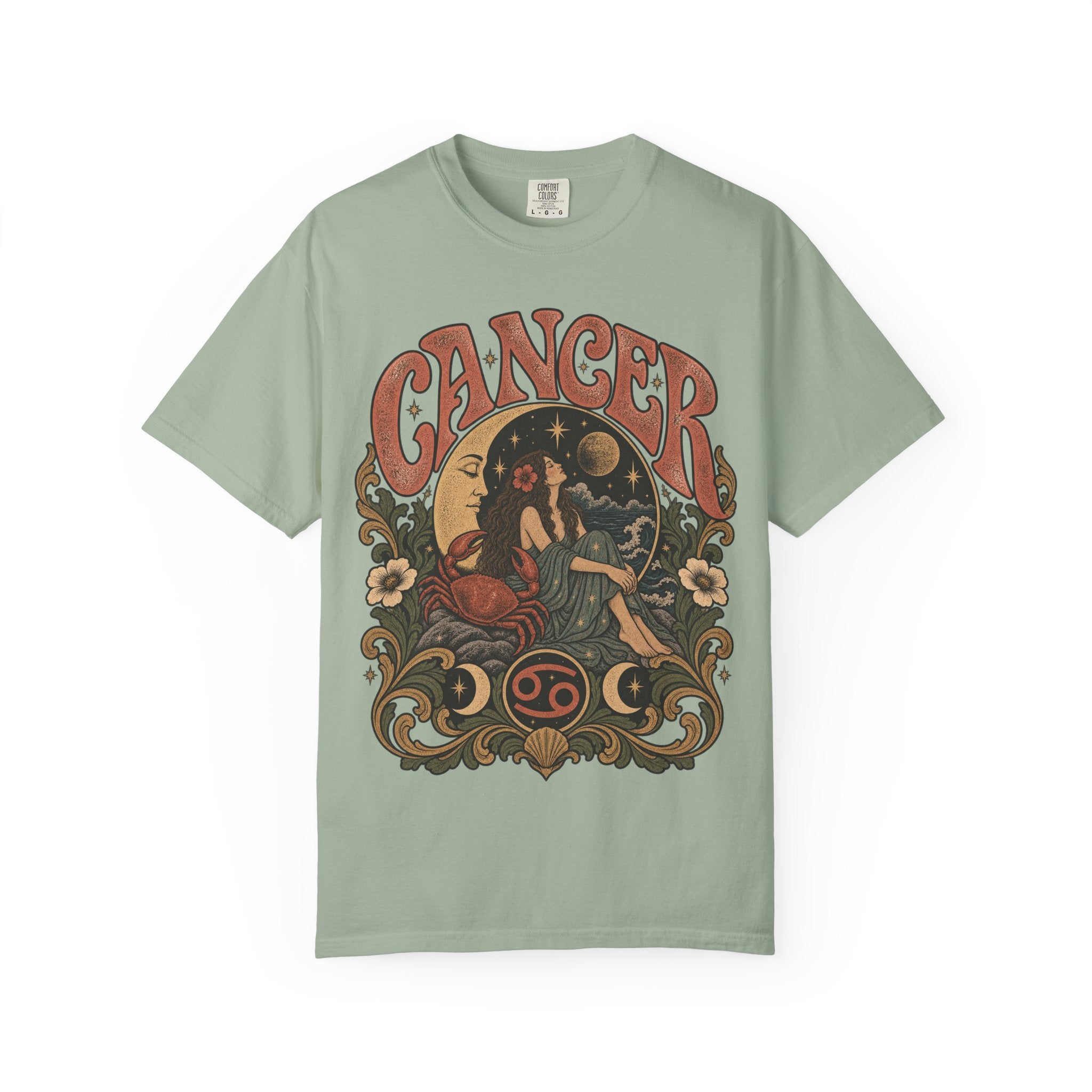 Cancer Zodiac T‑Shirt — Vintage Astrology Tee (Cancer Zodiac Sign)