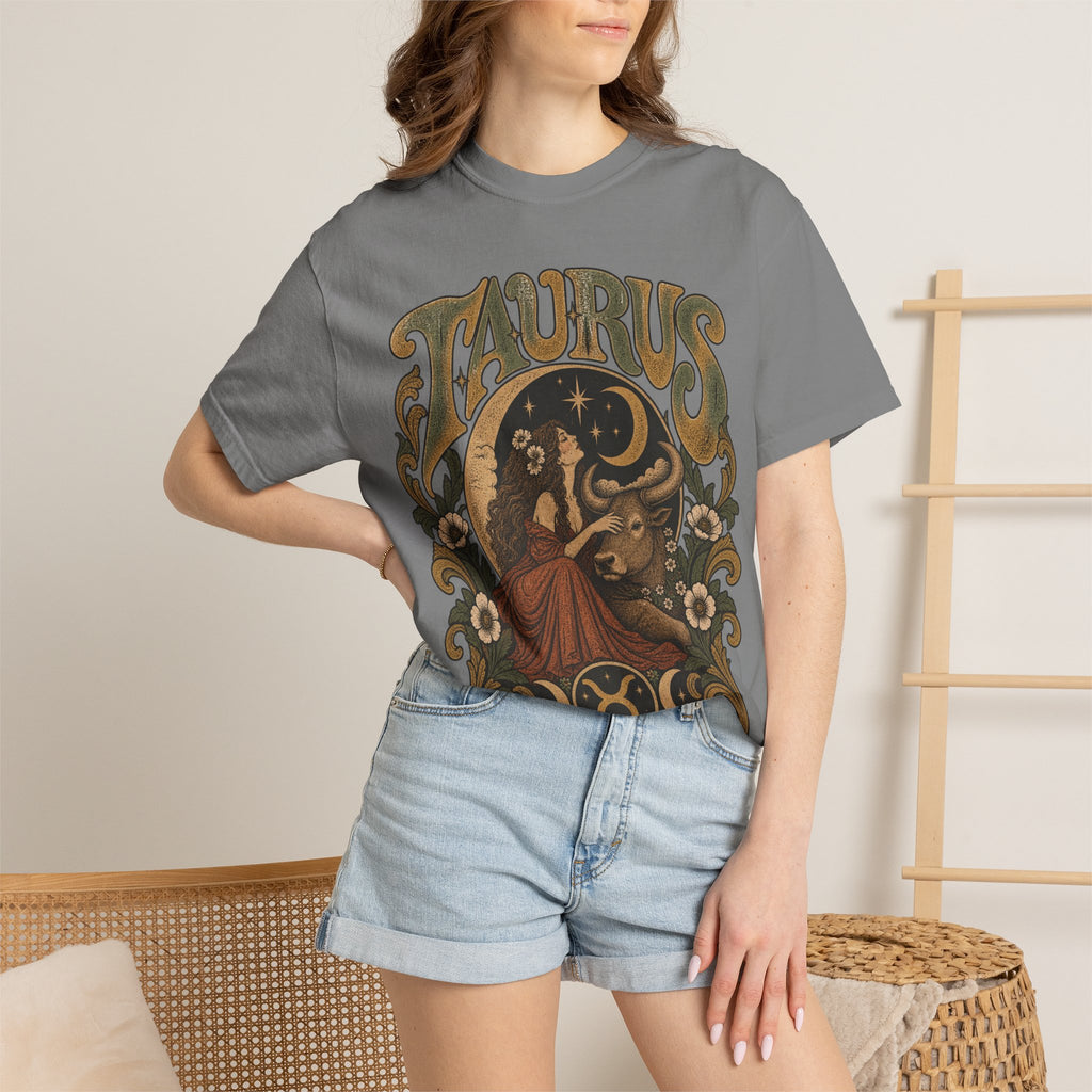 Taurus Zodiac T‑Shirt — Vintage Astrological Bull Graphic
