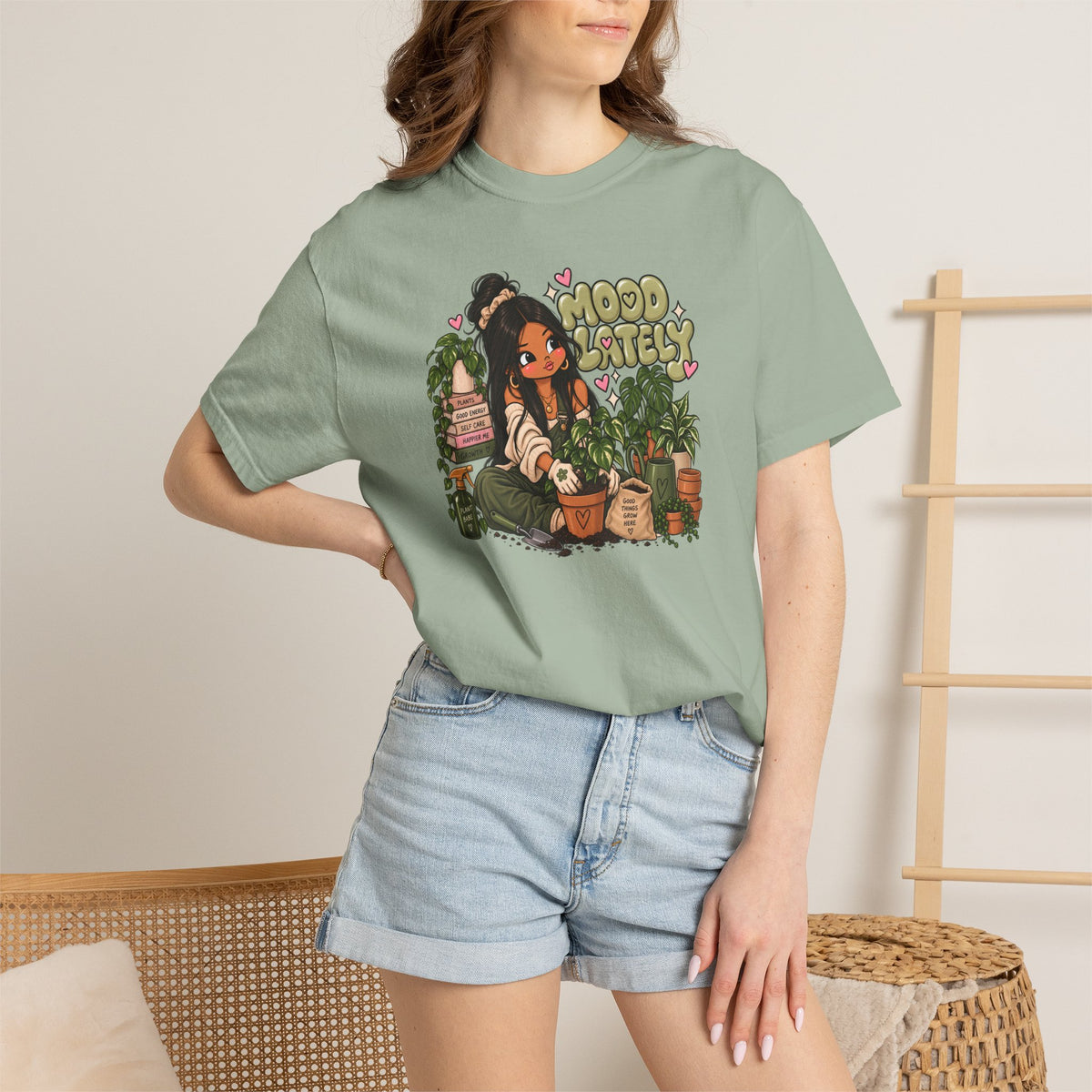 Plant Lady T-Shirt — 'Plant Baby' Cute Girl with Houseplants Graphic Tee