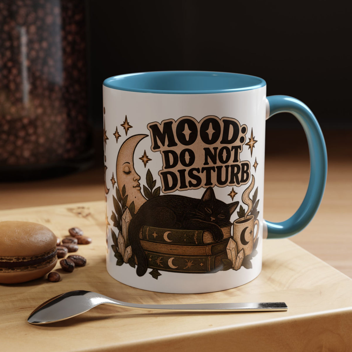 Mood: Do Not Disturb Mug — Sleepy Cat & Moon Ceramic Coffee Mug