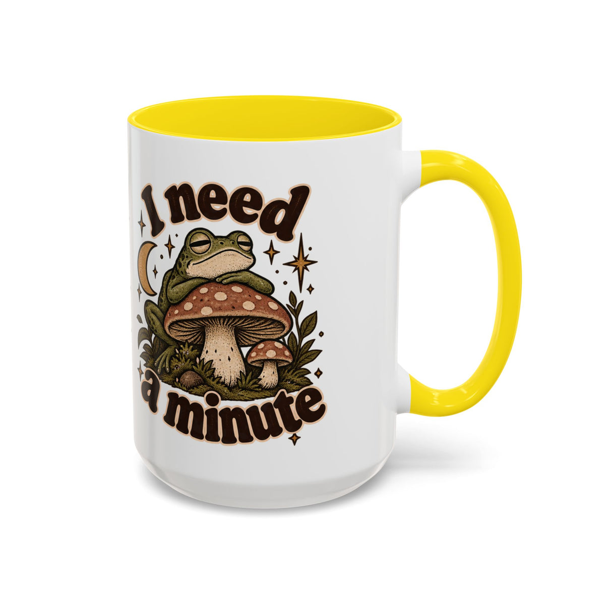 I Need a Minute Mug — Cozy Frog & Mushroom Ceramic Coffee Mug