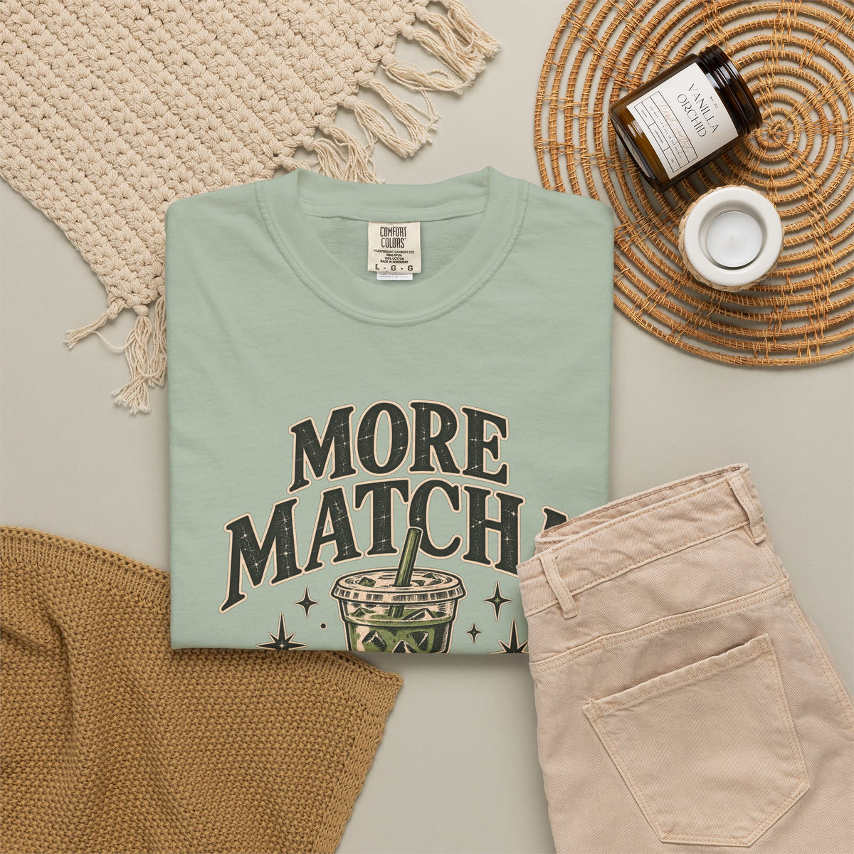 More Matcha Less Drama Tee — Cute Matcha Graphic T-Shirt