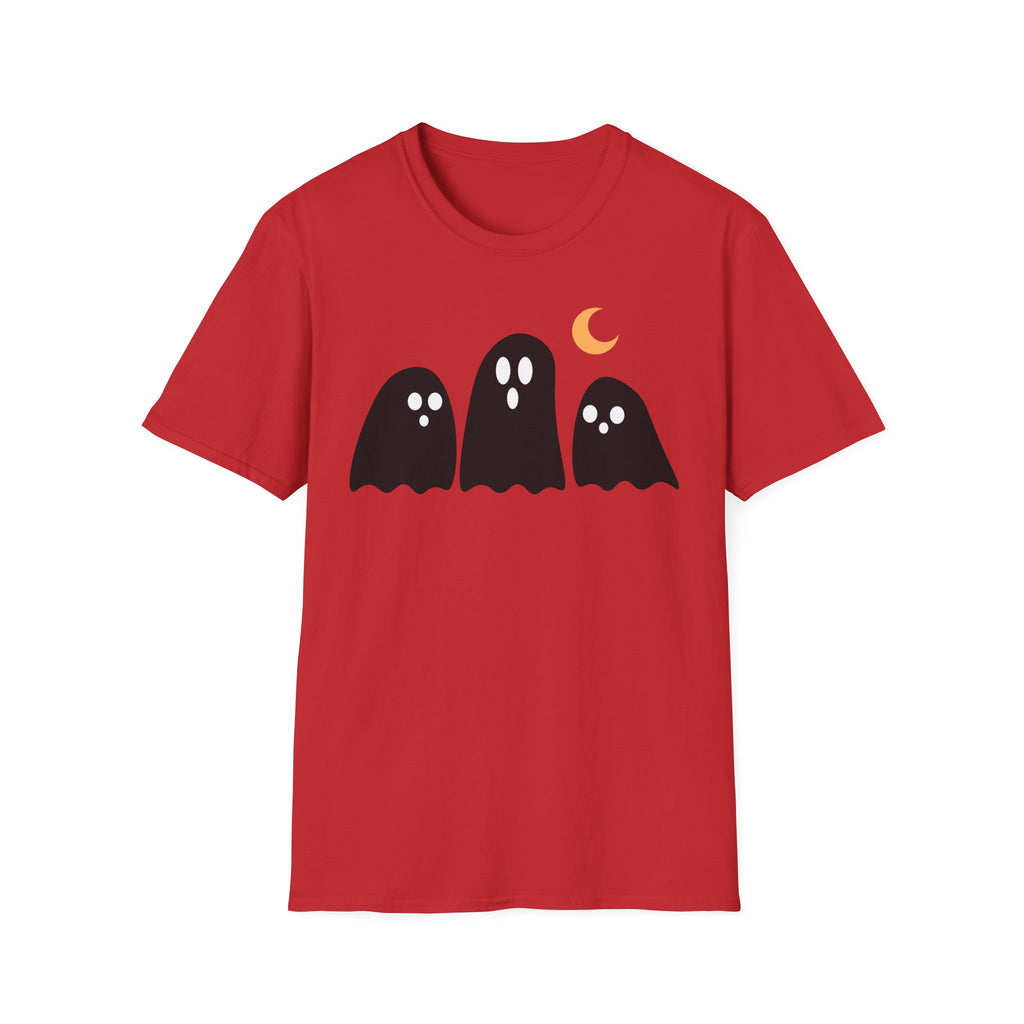 Ghost Trio T-Shirt — Cute Halloween Ghosts with Crescent Moon