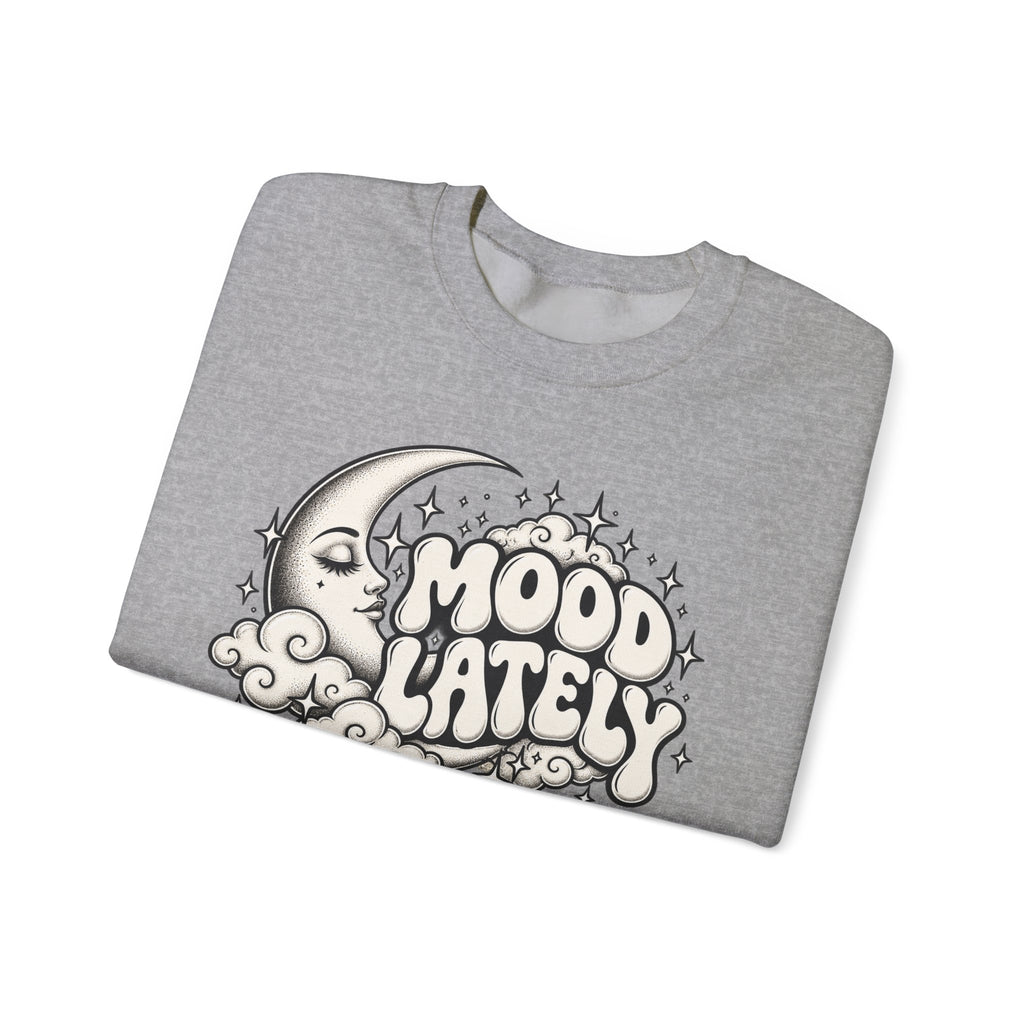 Mood Lately Crewneck Sweatshirt — Retro Moon & Cloud Graphic