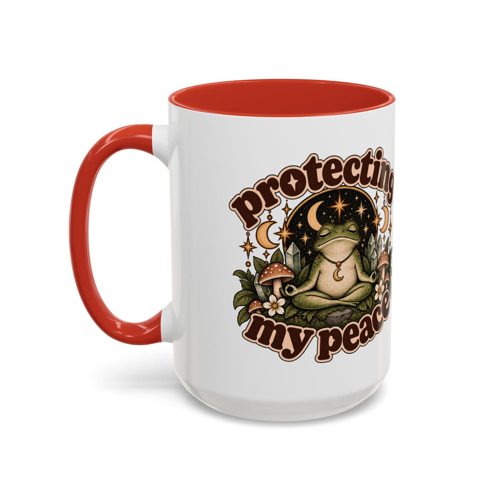 Protecting My Peace Mug — Frog & Mushroom Ceramic Coffee Mug